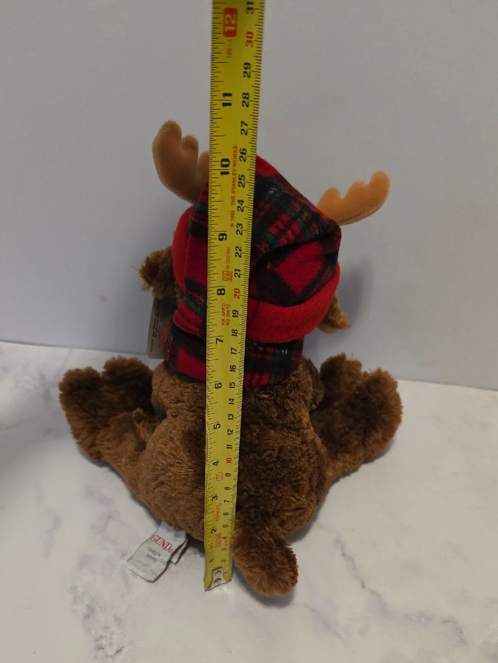 GUND Brown Moose Plush with Red Plaid Hat and Scarf Brand New